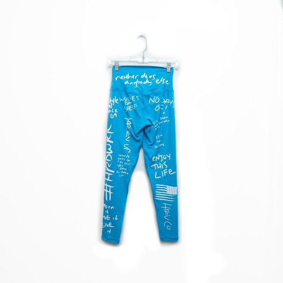 Htfu Co Words Workout Tights in Blue - Picture 3 of 5